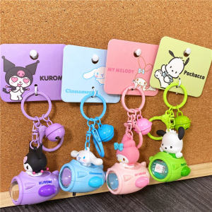 Sanrio Cartoon Cinnamon Dog Kawaii Plane Sunset Light Keychain Atmosphere Light Keyring Cute Healing Series PVC Electronic Gift