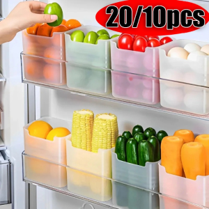 20pcs/10pcs Refrigerator Food Storage Box Fruit Vegetable Fresh-keeping Box Refrigerator Side Door Container Drawers Rack Kitchen Supplies