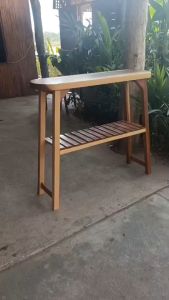 โต๊ะบาร์ โต๊ะไม้แผ่นเดียว ทรงแคปซูล กว้าง 30 ยาว 120 สูง 90 ซม