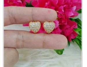ANTING GOLD TUSUK LOVE FULL BERLIAN BERKILAU CANTIK ANTI ALERGI AKSESORIS XUPING WANITA KEKINIAN