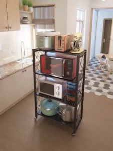 5Layers Simple Foldable Storage Rack With Wheel Rak Dapur Serbaguna Microwave Oven Rack Baku Organizer Movable Trolley Rack on Living Room Bedroom Kitchen/O3