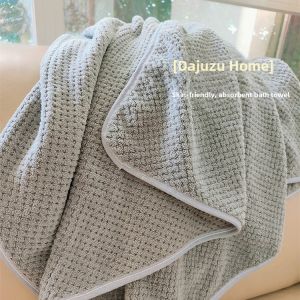 Soft Absorbent Pineapple Pattern Bath Towel Men Women Student Large Quick Dry Home Use Wrap Towel Cotton Fabric Pure Color