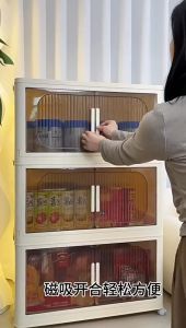 3-5 Layers Double Doors Storage Box Multipurpose Stackable Foldable Storage Cabinet