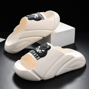 Mens Summer Thick Bottom Anti-Slip Slippers Casual Wear-Outside Sports Throwing Sensation Flat Slippers Breathable Pure Color