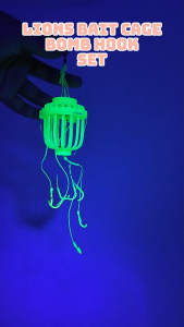 LIONS Bait Cage Bomb Hook Set Chum Bucket Fishing Rig Perambut Bomb with 7 Carbon Hook Memancing Dasar