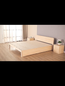 TableTrove Solid Wood Bed Frame With Headboard&drawers Soft Package Wooden Bed Kayu Rangka Super