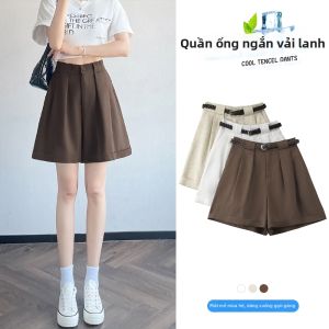 La Chapelle | Quần Short Lụa Viscose Cao Waist A-Line Nếp Li Năm Phân Tư