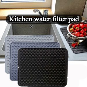 Silicone Dish Drying Mat Table Placemat Kitchen Non-slip Sink Debris Filter Heat Resistant Dish Drainer Mat