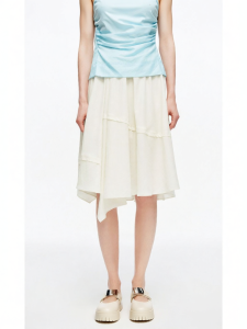 TENCEL Linen Asymmetric Pleated Skirt