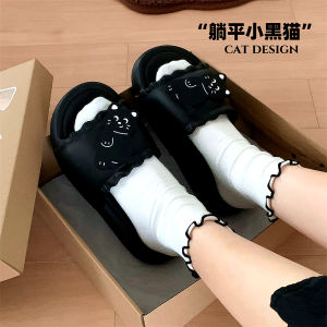 Fun Black Cat Summer Home Use Womens Bedroom EVA Student Slippers Fashion Anti-slip Bathroom Bathing Cool Slippers