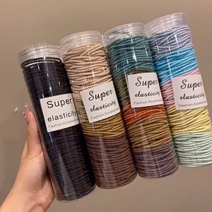 Hộp 100 dây thun buộc tóc nữ chất liệu cao su cao cấp nhiều màu phong cách hàn quốc dây buộc tóc có độ đàn hồi cao bền dây thun dễ thương cột tóc bé gái