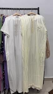 Middle East DUBAI Turkish Muslim Mens Short Sleeve Solid Color Mid-Length Blouse Male  thobe 181-18