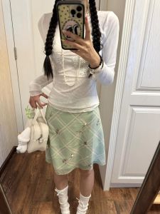 Váy Ngắn Chữ a Kẻ Caro Mỏng Mùa Hè 2024 Cho Nữ Váy Ngắn Chữ a Cạp Vừa Họa Tiết Kẻ Caro Phong Cách Hàn Quốc Váy Ngắn Chữ a