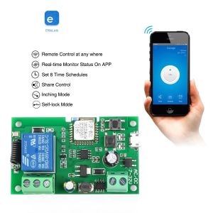 Ewelink Wifi RF Wireless Remote Control Switch 433Mhz 7-32VAC DC 10A Relay for Light Lamp Door Access System Smart Home