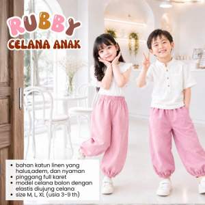 CELANA ANAK KOREAN STYLE KATUN LINEN RUBBY CELANA BALON ANAK USIA 3-9 TAHUN