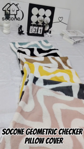 Socone Geometric Checker Pillow Cover 43x43cm 17in Hidden Zipper Decor Cushion Cover 1PC