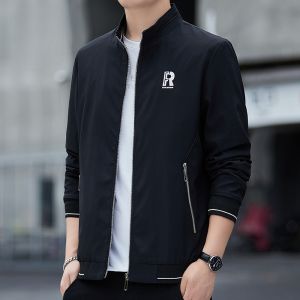 ROMON | Áo khoác nam cổ đứng Lomun mùa xuân thu phong cách mới rộng rãi ngắn chống gió quần áo công sở áo khoác ngoài thời trang