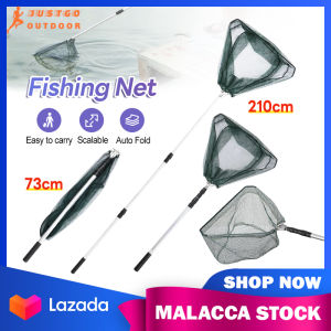 2.1M Fishing Net Telescopic Foldable Fly Fishing Landing Net Aluminum Alloy Pole Handle Freshwater Fishing Tackle 手抄网