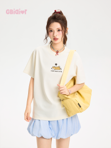 Gbiaior | Summer Fun Cartoon Print Relaxed Fit Lazy Style T-shirt