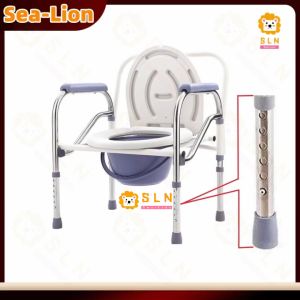 Height Adjustable Aluminium Bath Shower Mobile Potty Toilet Seat Commode Chair Urine Tray Tandas Kerusi Folding Bedside Commode Chair Multiple Function Folding Bathroom Shower Chair Stainless Steel Adult