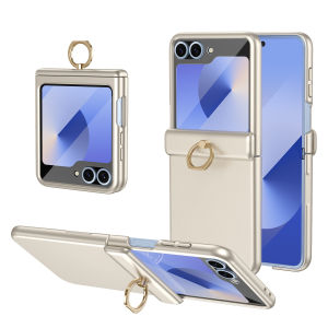 เคสที่จับขาตั้งวงแหวนสำหรับ Samsung Galaxy Z Flip 6 Flip 5พร้อมกระจกปิดหน้าจอ