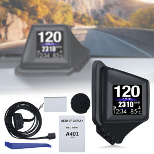 หน้าจอ HUD สำหรับรถยนต์ A401จอแสดงผล HUD แบบ OBD2พร้อมระบบคู่ OBD2+GPS มาตรวัดความเร็ว OBD2 8โหมดมัลติฟังก์ชั่นแดชบอร์ดวัดอัจฉริยะหน้าจอ