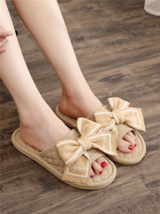 รองเท้าแตะผ้าฝ้ายแท้สำหรับใส่ในบ้านสำหรับทั้งชายและหญิง รองเท้าแตะแบบไม่ทำลายพื้นไม้ รองเท้าแตะแบบผูกเชือกสำหรับคู่รัก รองเท้าแตะแบบสวมสำหรับทุกฤดูกาล