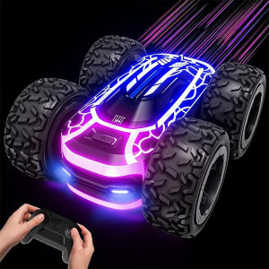 Sinovan Remote Control Car with Lights for Boys 4-7 2.4GHz Rc Stunt Cars for Kids 360°Rotating Double Sided RC Car Toys Black