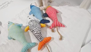 3 Colors Catnip Fish Plush Toy with Bell Cat Scratch Bite Sleep Interactive Kitten Bite Toy Mainan Kucing