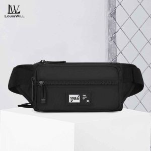 LouisWill Mens Waist Bag Fashion Chest Bag Waterproof Sports Bag Large Capacity Casual Bag Messenger Bag Outdoor Fitness Bag Travel Bag Business Bag