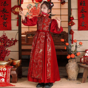 ชุดฮันฟูเด็กผู้หญิง ชุดปีใหม่ ชุดกี่เพ้าสีแดง ชุดเด็กผู้หญิง ชุดฮันฟูฤดูหนาว ชุดเด็กผู้หญิง ชุดกี่เพ้าสีแดง