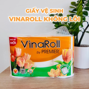 [COMBO 3 LỐC] Giấy vệ sinh PREMIER VinaRoll không lõi 3 lớp - 100% bột giấy nguyên sinh không chất tẩy 6 cuộn/lốc - Chính hãng