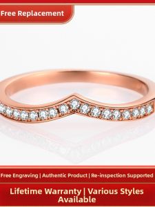 KAFANDENG | Womens Silver Rose Gold V-Shaped Diamond Stacking Ring