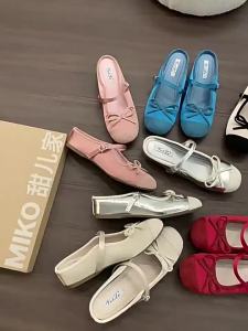 Height Increasing Insole Classic Style Closed Toe Half Slippers Womens Shoes Outer Wear 2024 New Summer Ballet Mary Jane Shoes