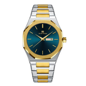 2025 New Men Business Watch Fashion Octagonal Stainless Steel Strap Double Calendar Quartz Movement Top Brand Men Watches reloj