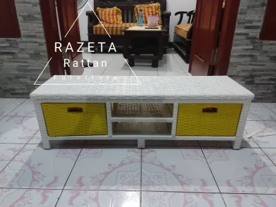 Terlaris COD Lemari Rotan plastik Meja TV Laci Susun 2 DVD buffet serbaguna Bebas pilih warna