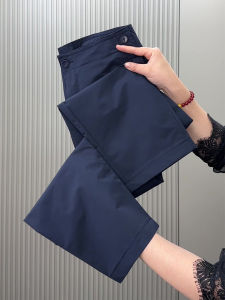 2025 New Womens Loose Straight Leg Pants High Waist Zipper Casual Cotton Polyester Blend Fashionable Slimming Nine-Piece Trousers