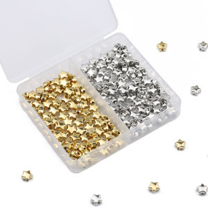 200PCS 6MM Star Gold/Silver Plated CCB Spacer Loose Beads DIY kit Box For Bracelet Necklace Earrings Jewelry Making Accessories