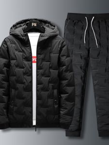 NASA off-Season Big Sale down Cotton-Padded Jacket Mens Thin Lightweight Short Type Mens Winter Cotton Coats Cotton Pants Suit Warm Two-Piece Suit