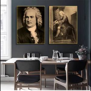 BILIBILI | Johann Sebastian Bach German Musician Canvas Painting Vintage Wall Pictures Kraft Poster Coated Wall Stickers Home Decor Gift