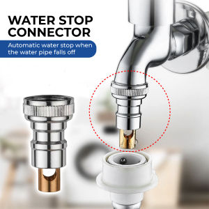 Q MALL Brass Faucet Water Outlet Adapter Washing Machine Automatic Water Stop Nozzle Connector Bathroom SSR204 (SILVER) /SSR212G (GUN GREY) /SSR211B (BLACK)/ SSR206