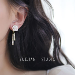Camellia Story of Truth ~ One Style for Dual-Wear ~ Special-Interest Design Flower Lady Temperamental Earrings Mosquito Coil Ear Clip No Piercing Summer