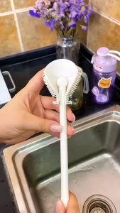 Foldable Brush Head Silicone Cup Brush Household Long Handle Bottle Brush 3-in-1 For Juicer Cup