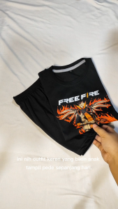 Baju Setelan Karakter Free Fire Anak Laki Laki - Kaos Distro Karakter Keren Umur 1 - 10 Tahun