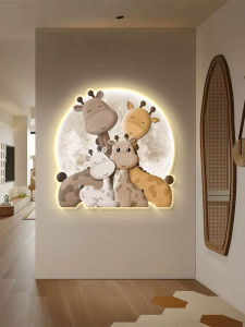 Entrance Painting LED Light Painting Hanging Painting Modern Minimalist Cartoon Animal Living Room Sofa Wall Corridor and Aisle Mural