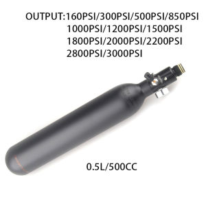 HPA Station 0.5L เรกูเลเตอร์วัดแรงดันเติมถังเติมลม500ซีซี200Bar 3000psi สกูบ้าโซดาถัง CO2อากาศถังดำน้ำความดันควบคุมวาล์วระบายอลูมิเนียมสีดำ