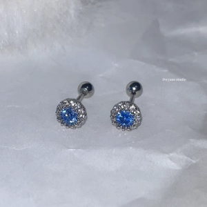 ต่างหูห้อยหูหินเซอร์โคเนียสีฟ้า S925 เงินแท้ สำหรับผู้หญิง ประดับหูหรูหรา ใส่สบาย สไตล์เกาหลี เครื่องประดับแฟชั่น