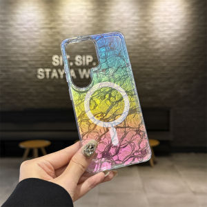 Luxury Aurora Gradient For Magsafe Case for Samsung Galaxy S26 Ultra S25 Ultra S24 Plus S23 FE S25 Magnetic Colorful Laser Cover