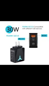 Cốc sạc nhanh 2 ngõ cắm sạc USB QC3.0 + Type-C 20wPD - 30W Chuẩn US