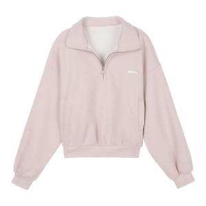 Áo khoác Hoodie màu hồng cổ đứng khóa kéo nửa 50%